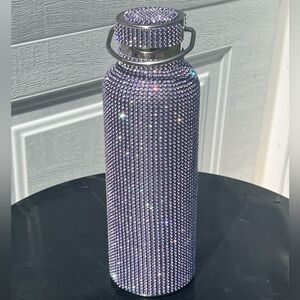 Purple Rhinestone Stainless Steel Insulated Water bottle with Detachable Chain
